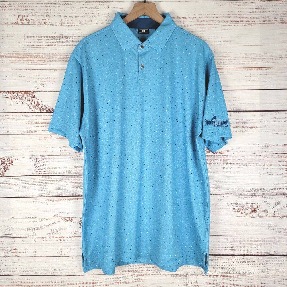 FootJoy Tweed Textured Golf Polo Shirt Mens XL Blue Speckled LOGO Embroidered